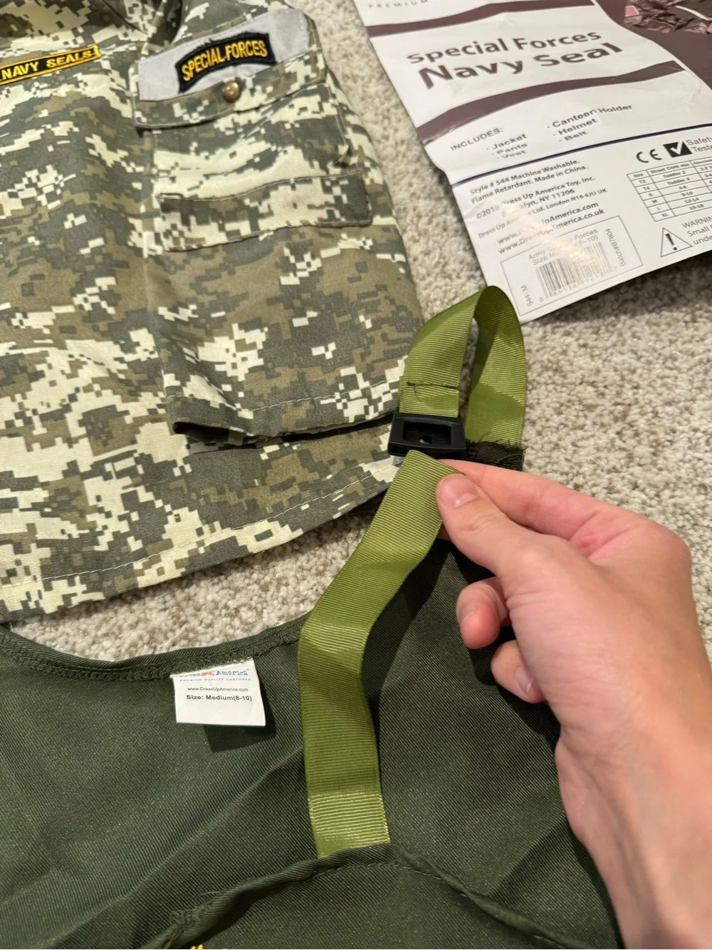 Dress Up America Special Forces Navy Seal Camo Costume Set Kids Medium 8-10